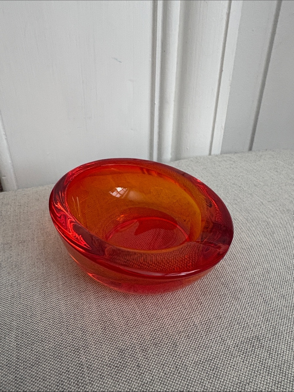 3.5" Mid Century Modern Vintage Orange Glass Ashtray Cigar MCM Persimmon